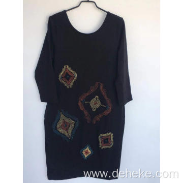 Women's knit casual print dress